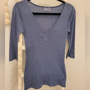 Michael Stars Women's Shine T-Shirt with Three-Quarter Sleeves